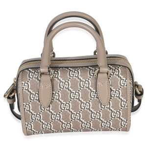 Gucci Taupe GG Shadow Monogram Super Mini Ophidia Bowler Bag